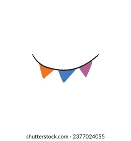 Doodles cute colored simple flags element. Hand drawn chalk abstract shape for print. Vector illustration isolated on black background