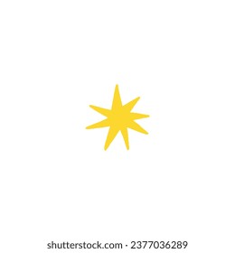 Doodles de un elemento estrella simple de color lindo. Forma abstracta de tiza dibujada a mano para impresión. Ilustración del vector aislada en fondo negro