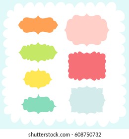 Doodles cute elements. Color vector items collection. Illustration with frames and shapes. Design for prints and cards.