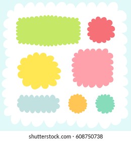 Doodles cute elements. Color vector items collection. Illustration with frames and shapes. Design for prints and cards.