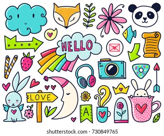 Set Fashion Patches Cute Pastel Badges Stock Vector (Royalty Free ...