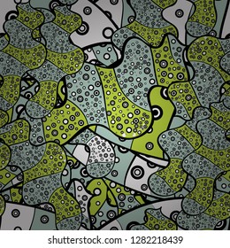 Doodles cute pattern. Green, neutral and black on colors. It can be used on wallpaper, mug prints, baby apparels, wrapping boxes etc. Vector - stock. Nice background. Seamless Beautiful fabric pattern
