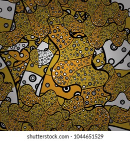 Doodles cute pattern. Nice background. Vector - stock. It can be used on wallpaper, mug prints, baby apparels, wrapping boxes etc. Yellow, black and white on colors. Seamless Beautiful fabric pattern.