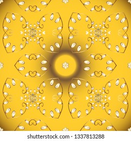 Doodles cute pattern. Nice background. Seamless Beautiful fabric pattern. Yellow and brown on colors. Vector - stock.