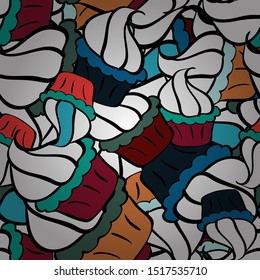 Doodles cute pattern. Nice background. It can be used on wallpaper, mug prints, baby apparels, wrapping boxes etc. Vector - stock. White, black and blue on colors. Seamless Beautiful fabric pattern.