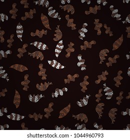 Doodles cute pattern. Seamless Beautiful fabric pattern. Nice background. Gray, brown and black on colors. Vector - stock. It can be used on wallpaper, mug prints, baby apparels, wrapping boxes etc.