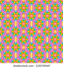 Doodles cute pattern. Seamless Beautiful fabric pattern. Nice background. Vector - stock. Pink, orange and yellow on colors. It can be used on wallpaper, mug prints, baby apparels, wrapping boxes etc.