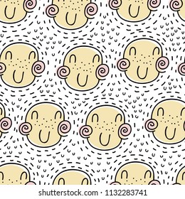 Rabisca bonito padrão sem costura. Plano de fundo do vetor de cores. Design para camiseta, têxteis e estampas. Estilo escandinavo.