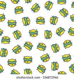 Doodles cute seamless pattern. Color vector background. Illustration with cats. Design for T-shirt, textile and prints.