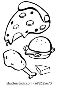 Doodles design for different fastfood illustration