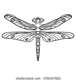 Dragonfly Tatto Illustration Black Color Stock Illustration 1634634400 ...