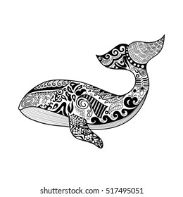 Doodles design of a whale isolated on white background