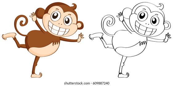 Doodles drafting animal for monkey illustration