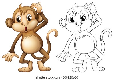 Doodles drafting animal for monkey illustration