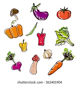 Doodles drawing of vegetables