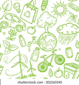 Doodles eco icon seamless