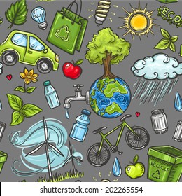 Doodles eco icon seamless