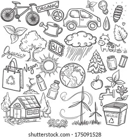 Doodles eco icon set