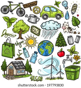 Doodles eco icon set