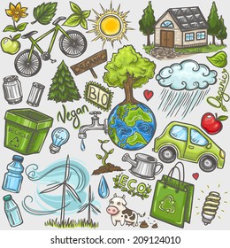 Doodles eco icon set