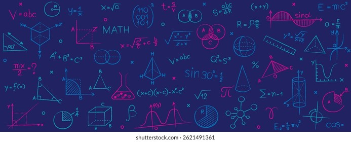 Doodles education. Hand drawn vector pattern background back to school with icon symbols. Doodle of foreign language education course for home online training study. Vector, Flat design, illustration,