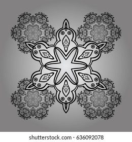 Doodles element. Ornate vector decoration. Vintage baroque floral in over gray and white. Luxury, royal and Victorian concept.