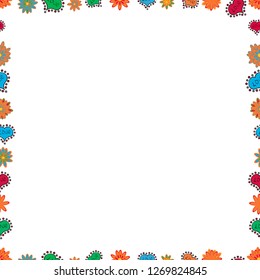 Doodles elements hand drawn frames. Picture in white, blue and orange colors. Vector. Seamless pattern.