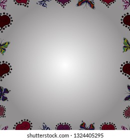 Doodles elements hand drawn frames. Seamless. Vector illustration. Illustration in white, red and black colors.