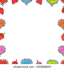 Doodles elements hand drawn frames. Seamless pattern. Vector. Picture in white, orange and black colors.