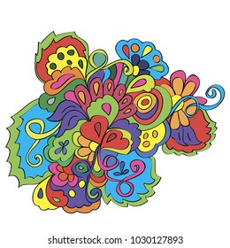 Doodles with flowers and swirl on a white background. Separate Doodle elements for drawing. You can pick and design on their own.