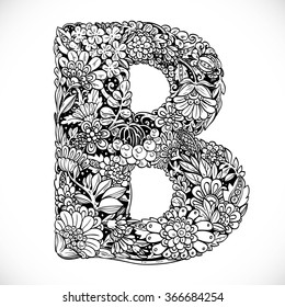 Doodles Font Ornamental Flowers Letter P: Vector De Stock (libre De ...