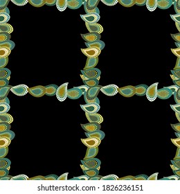 Doodles frame consists of black, green and blue border. Vector Background with hand drawn Frame doodle.