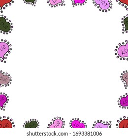 Doodles frame consists of black, pink and white border. Vector Background seamless pattern with hand drawn Frame doodle. Seamless pattern.