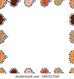 Doodles frame consists of orange, white and black border. Seamless pattern. Vector Background seamless pattern with hand drawn Frame doodle.