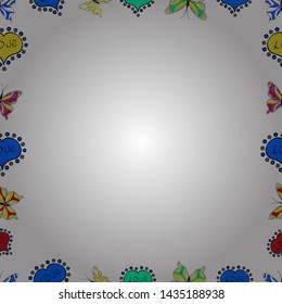 Doodles frame consists of white, blue and yellow border. Seamless pattern. Vector Background seamless pattern with hand drawn Frame doodle.
