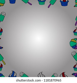 Doodles frame consists of white, green and black border. Seamless pattern. Vector Background seamless pattern with hand drawn Frame doodle.