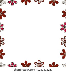 Doodles frame consists of white, red and brown border. Vector Background seamless pattern with hand drawn Frame doodle. Seamless pattern.