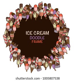 Doodles Frame Illustration Hand Drawn Style Ice Cream Theme