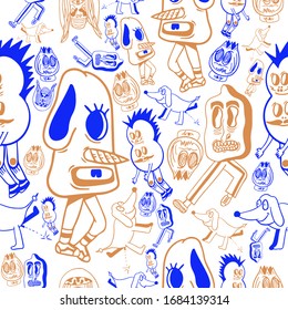doodles funny monster in blue
