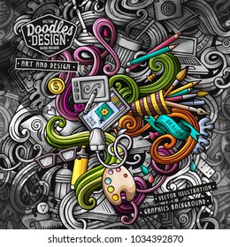 Doodles graphic designer vector illustration. Creative art background. Colorful stylish card design