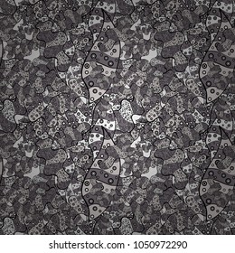 Doodles gray, black and neutral on colors. Seamless Elegant vector texture with floral elements.