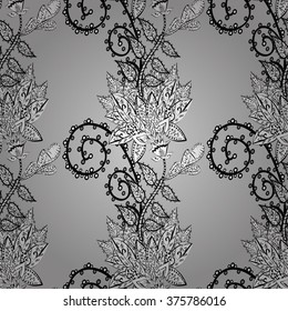 Doodles gray, neutral and black on colors. Vector. Fashionable fabric pattern. Seamless pattern Print.