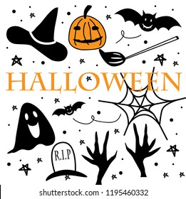 doodles halloween set background