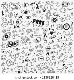 Doodles Hand Drawn Set Stock Vector (Royalty Free) 1139128415 ...