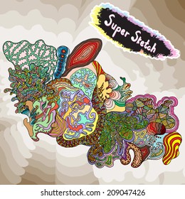 Doodles, hand drawn sketchy background. Abstract vector illustration.