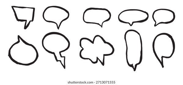 Garabatos dibujados a mano bocetos de la burbuja del discurso para el diseño conceptual