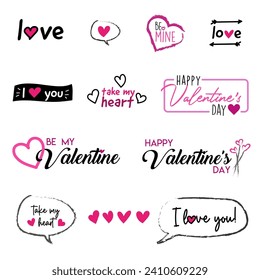 Valentine´s doodles, handmade hearts,  happy Valentine´s day cards, typographic cards, happy Valentine´s doodles. heart shape, love you card