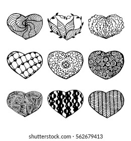 doodles hearts set 