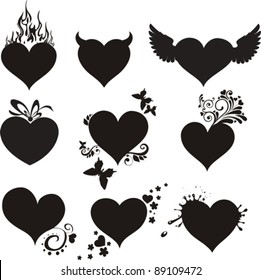 doodles hearts set isolated on White background. Happy valentine day decor. Vector illustration