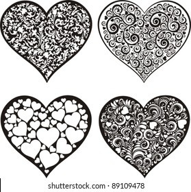 doodles hearts set isolated on White background. Happy valentine day decor. Vector illustration